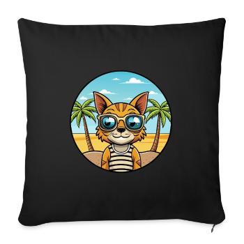 Ocicat Breed Cartoon Sonnenbrille Strand - Sofakissen mit Füllung 45 x 45 cm - Schwarz - Vorne