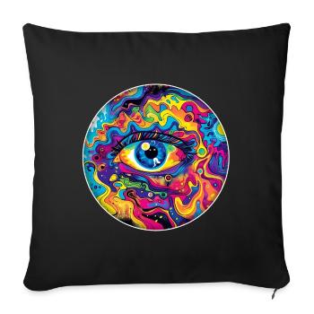 Psychedelisches Auge: Farbiges Trippy Design - Sofakissen mit Füllung 45 x 45 cm - Schwarz - Vorne