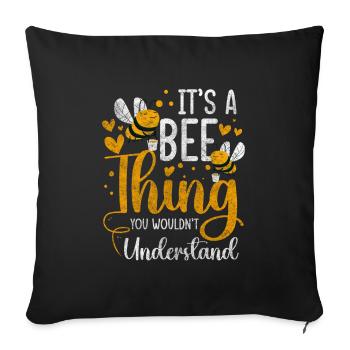Miel Prairie de fleurs naturelles - Coussin et housse de 45 x 45 cm - noir - Devant