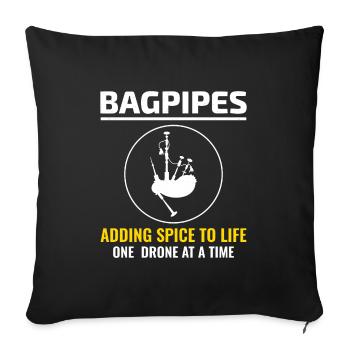 Instrument de joueur de cornemuse Musique écossaise - Coussin et housse de 45 x 45 cm - noir - Devant