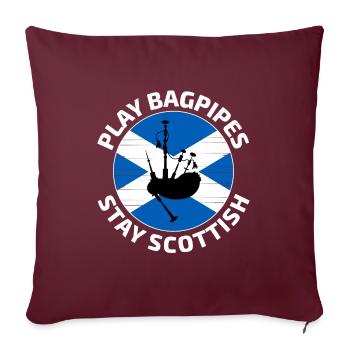 Instrument de joueur de cornemuse Drapeau écossais de l’Écosse - Coussin et housse de 45 x 45 cm - bordeaux - Devant