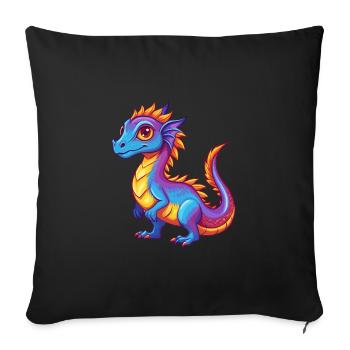 Basilisk Bunte Kawaii Cartoon Figur Clipart - Sofakissen mit Füllung 45 x 45 cm - Schwarz - Vorne
