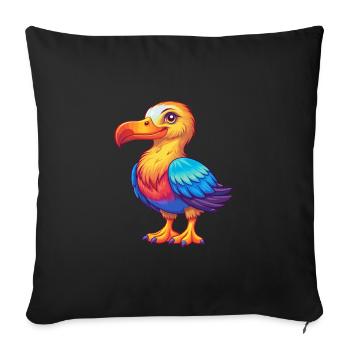 Albatross Colorful Kawaii Cartoon Character Animal - Sofa pillow with filling 45cm x 45cm - black - Front