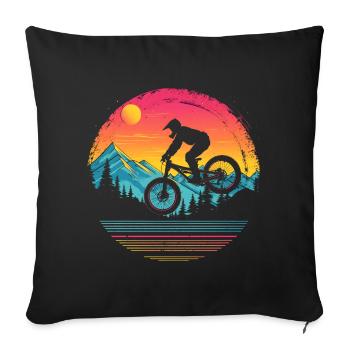 Mountainbiken Vaporwave - Sofakissen mit Füllung 45 x 45 cm - Schwarz - Vorne