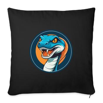 Anaconda Niedliches Kawaii Cartoon Tier Haustier Logo - Sofakissen mit Füllung 45 x 45 cm - Schwarz - Vorne