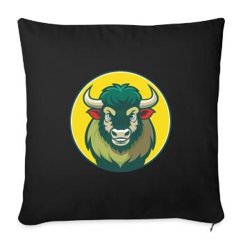 Buffalo Cute Kawaii Cartoon Clipart Pet Animal - Sofa pillow with filling 45cm x 45cm - black - Front