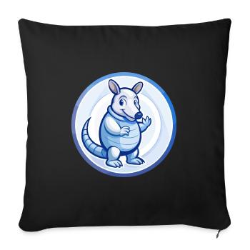 tatou bleu kawaii personnage de dessin animé clipart - Coussin et housse de 45 x 45 cm - noir - Devant