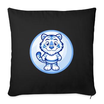 Tigre Bleu Kawaii Dessin Animé Personnage Clipart Animal de compagnie - Coussin et housse de 45 x 45 cm - noir - Devant
