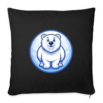 Polar Bear Blue Kawaii Cartoon Character Clipart - Sofa pillow with filling 45cm x 45cm - black - Front