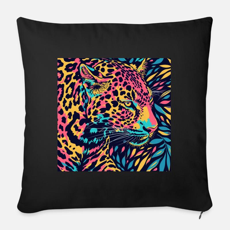 Leopard Pop Farben - Sofakissen mit Füllung 45 x 45 cm - Schwarz