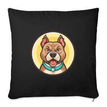 Bully Kutta Race de chien Dessin animé drôle Kawaii Clipart - Coussin et housse de 45 x 45 cm - noir - Devant