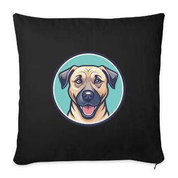 Black Mouth Cur Dog Breed Cartoon Kawaii Clipart - Sofa pillow with filling 45cm x 45cm - black - Front