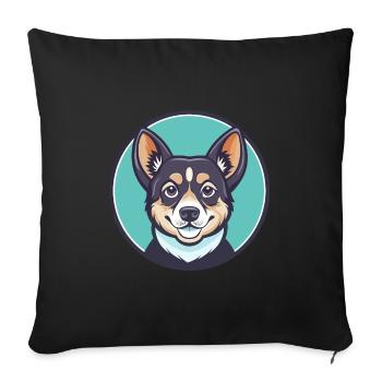 Kuchi Chien Race Dessin animé Kawaii Clipart Animal Animal Pet - Coussin et housse de 45 x 45 cm - noir - Devant