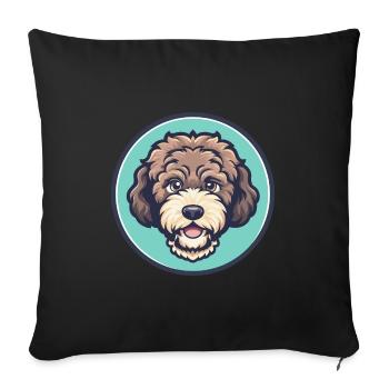 Lagotto Romagnolo Race Chien Dessin animé Kawaii Clipart - Coussin et housse de 45 x 45 cm - noir - Devant