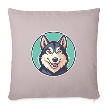 Chien Inuit du Nord Race Dessin animé Kawaii Clipart - Coussin et housse de 45 x 45 cm - taupe clair - Devant