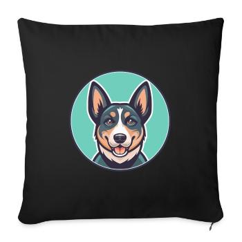 Chien de bétail portugais Race Dessin animé Kawaii Clipart - Coussin et housse de 45 x 45 cm - noir - Devant