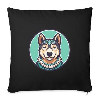 Polynesian Dog Breed Cartoon Kawaii Clipart Animal - Sofa pillow with filling 45cm x 45cm - black - Front