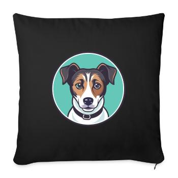 Russell Terrier Chien Race Dessin animé Kawaii Clipart - Coussin et housse de 45 x 45 cm - noir - Devant
