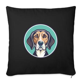 St Hubert Jura Hound Dog Breed Cartoon Kawaii Pet - Sofa pillow with filling 45cm x 45cm - black - Front