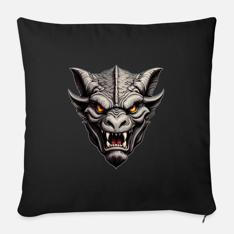 Portrait d'une belle gargouille - Coussin et housse de 45 x 45 cm - noir