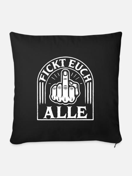 "Rebellisches Statement - Mittelfinger - Sofakissen mit Füllung 45 x 45 cm - Schwarz
