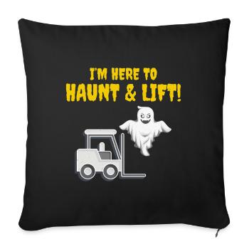Halloween Ghost Forklift Operator Heavy Equipment - Sofa pillow with filling 45cm x 45cm - black - Front