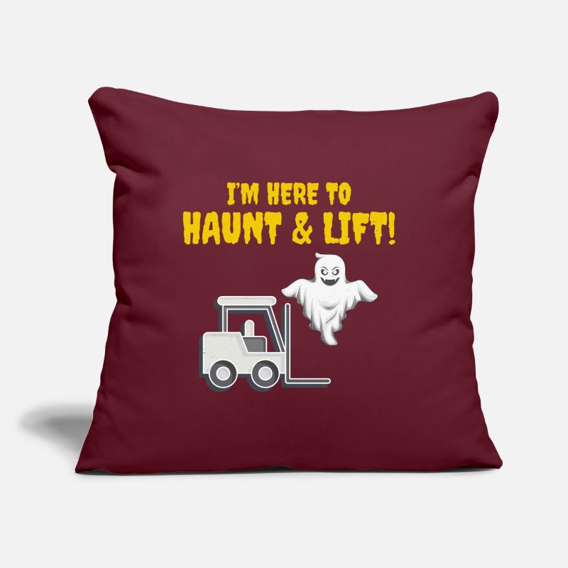 Halloween Ghost Forklift Operator Équipement lourd Coussin et housse de 45 x 45 cm