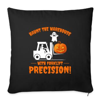 Halloween Ghost Forklift Operator Pumpkin Funny - Sofa pillow with filling 45cm x 45cm - black - Front