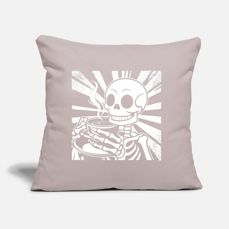 Skeleton drinking coffee Sofa pillow with filling 45cm x 45cm