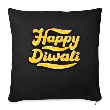 Happy Diwali | Diwali | Art 02 - Sofa pillow with filling 45cm x 45cm - black - Front