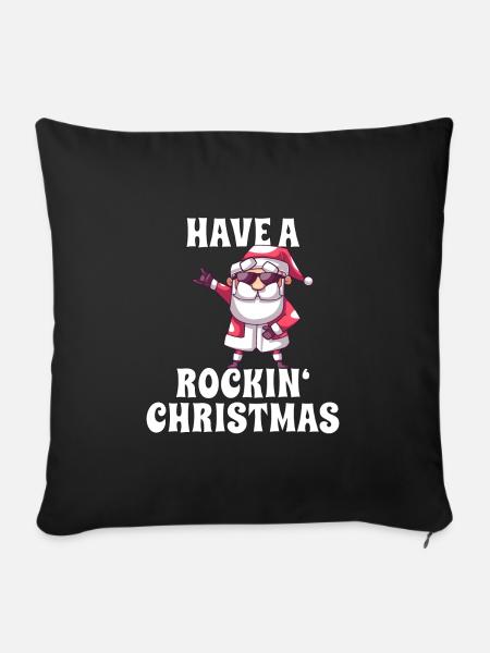 Rockiger Weihnachtsmann - Sofakissen mit Füllung 45 x 45 cm - Schwarz