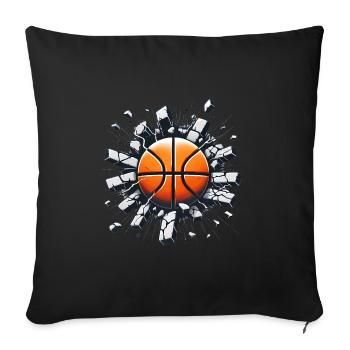 Le basket-ball s’écrase à travers la conception des murs - Coussin et housse de 45 x 45 cm - noir - Devant