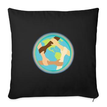 Unité mondiale et entraide - Coussin et housse de 45 x 45 cm - noir - Devant