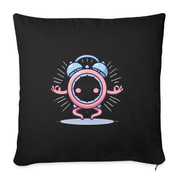 Icône de réveil méditant paisible - Coussin et housse de 45 x 45 cm - noir - Devant
