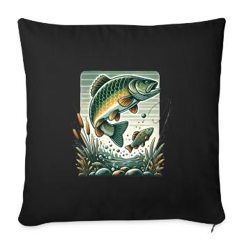 Vintage Fishing Adventure Graphic - Sofa pillow with filling 45cm x 45cm - black - Front