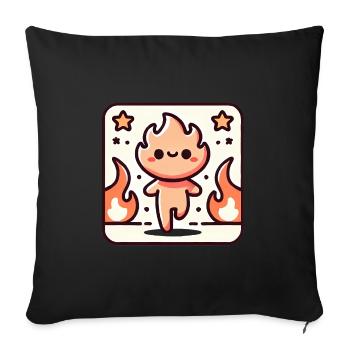 Follow Your Passion Flame Character Badge - Sofa pillow with filling 45cm x 45cm - black - Front