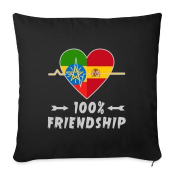 Ethiopia and Spain 100% friendship - Sofa pillow with filling 45cm x 45cm - black - Front