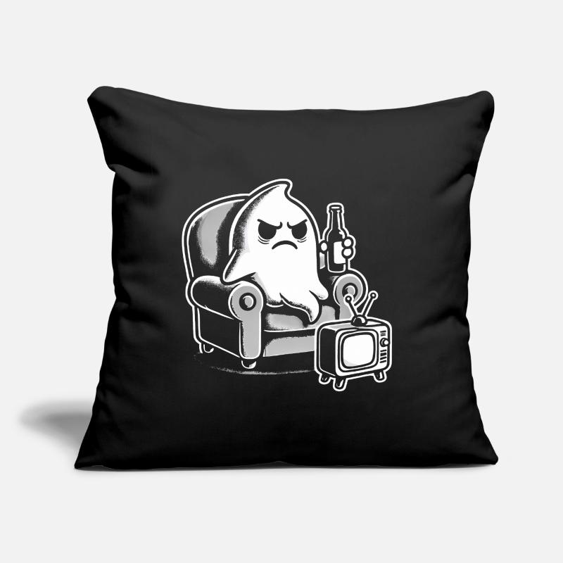 Grumpy Ghost Watching TV Cartoon Sofa pillow with filling 45cm x 45cm