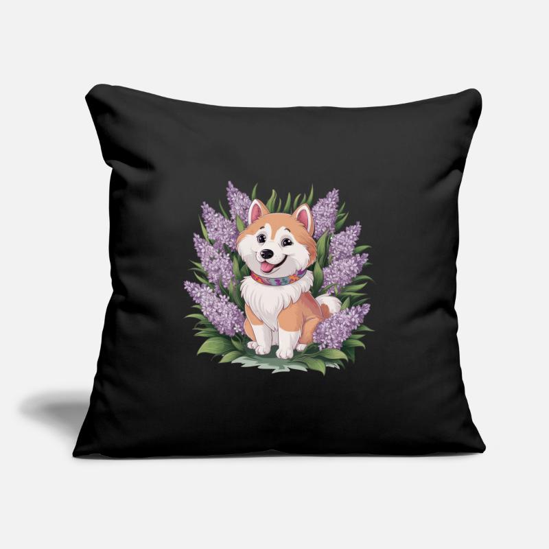 Süßer Samojede Spitz mit wunderschönem Flieder Sofakissen mit Füllung 45 x 45 cm