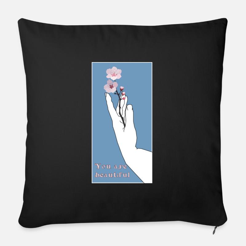 You are beautiful - Sofa pillow with filling 45cm x 45cm - black