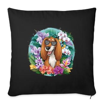 Lévrier afghan aux fleurs colorées - Coussin et housse de 45 x 45 cm - noir - Devant