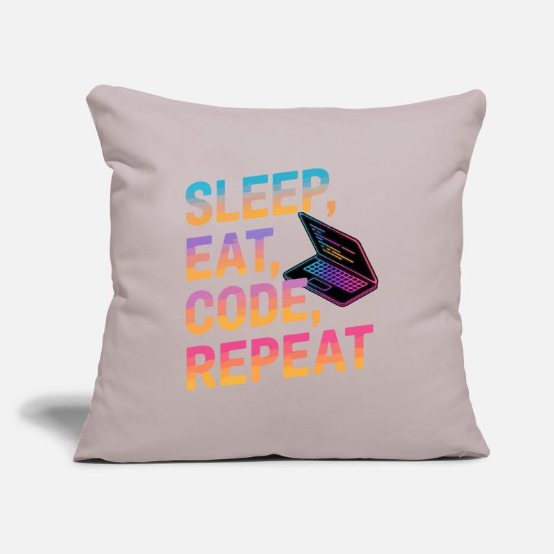Dormir, manger, coder, répéter Coussin et housse de 45 x 45 cm