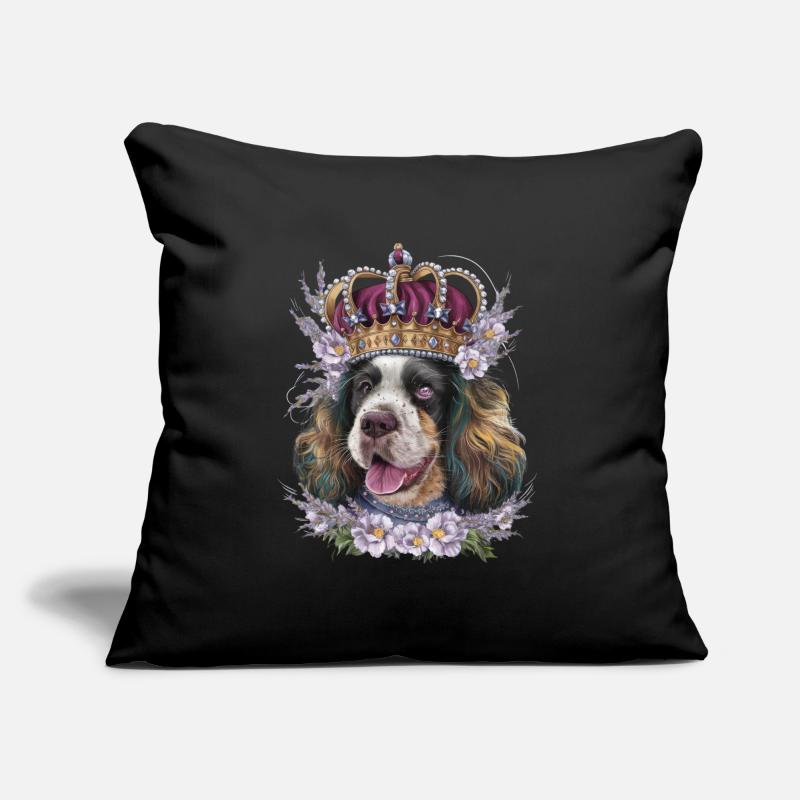 Cocker Spaniel avec fleurs et couronne Coussin et housse de 45 x 45 cm