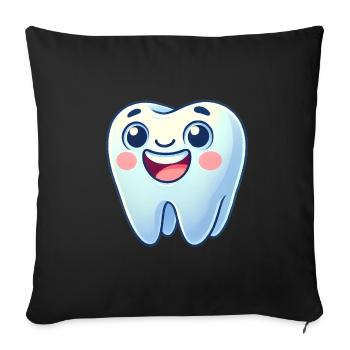 Conception de dessin animé de dent souriante - Coussin et housse de 45 x 45 cm - noir - Devant