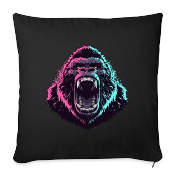 Tête de gorille furieux en style pop art - Coussin et housse de 45 x 45 cm - noir - Devant
