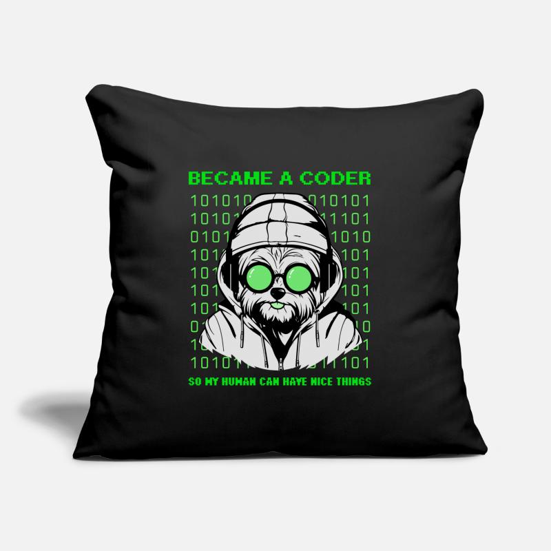 Became a Coder – Hacker Dog Binary Look Sofakissen mit Füllung 45 x 45 cm