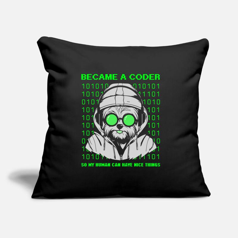 Became a Coder – Cyber Dog Binary Sofakissen mit Füllung 45 x 45 cm