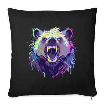 Brightly Colored Furious Bear - Sofa pillow with filling 45cm x 45cm - black - Front