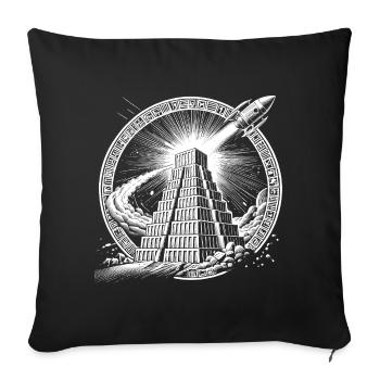 Anciens extraterrestres et Ziggurath - Coussin et housse de 45 x 45 cm - noir - Devant