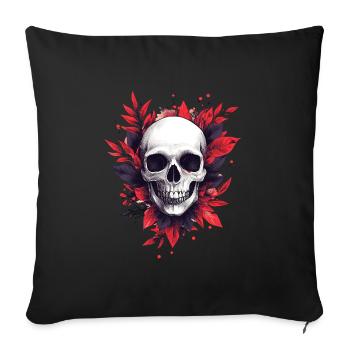 Decorative Skull, Skull, Flowers, Party - Sofa pillow with filling 45cm x 45cm - black - Front